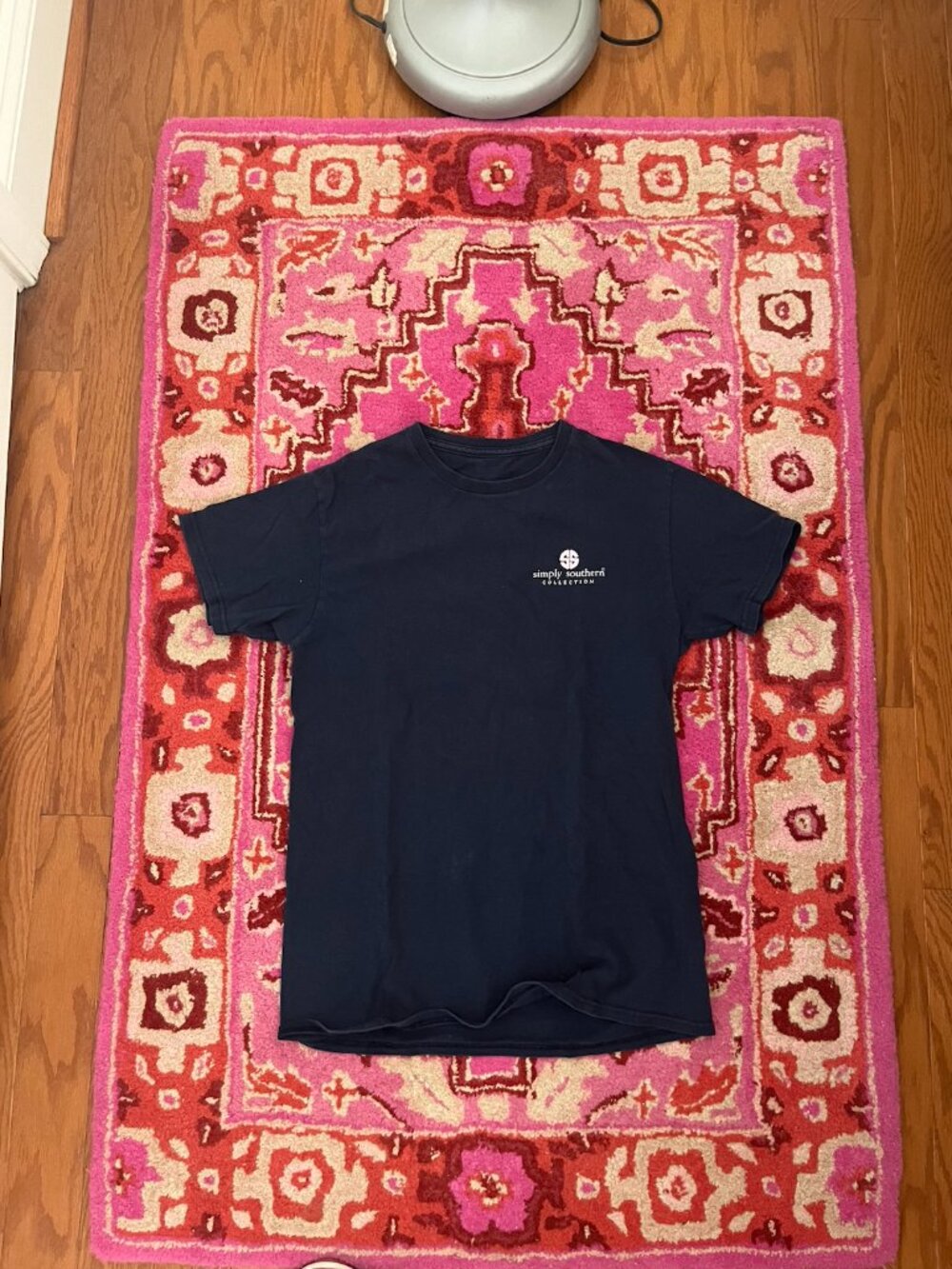 Simply Southern Navy Short Sleeve with Pink Lettering and Tie-Dye Crab on Back